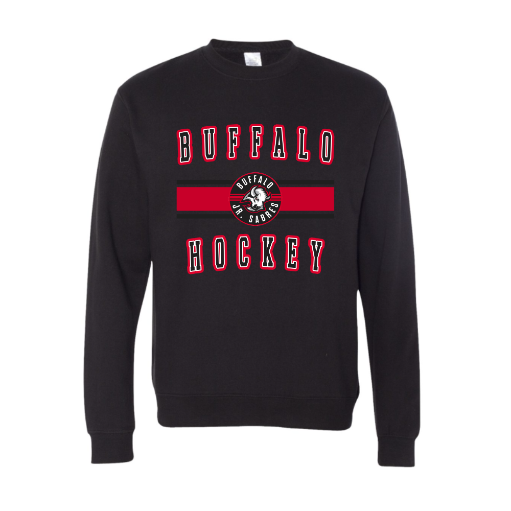 Jr Sabres Red Stripe Adult Hooded Sweatshirt