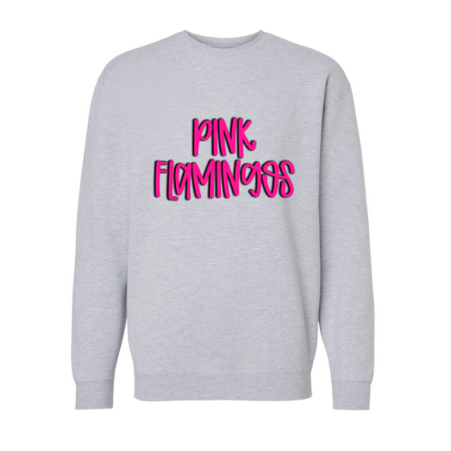 HHD Pink Flamingos Letters Adult Sweatshirt