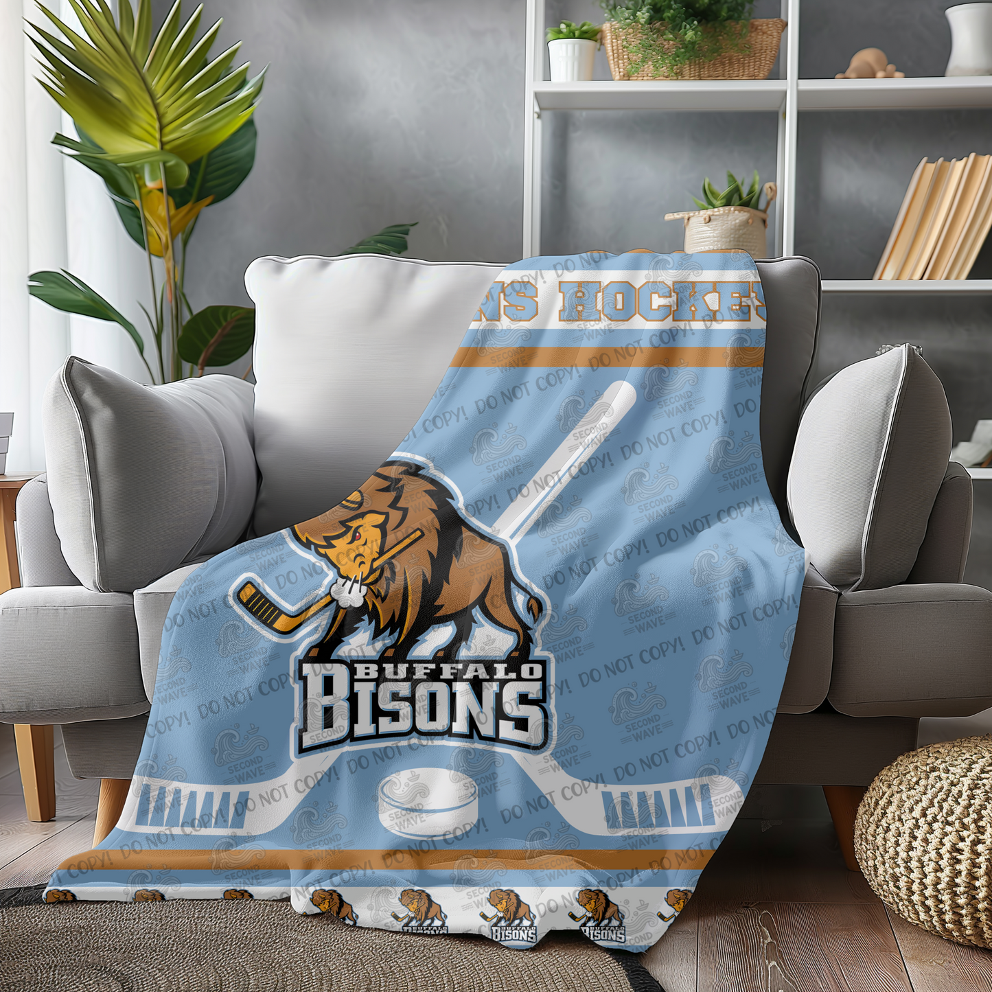 Bisons Blanket with Stripes