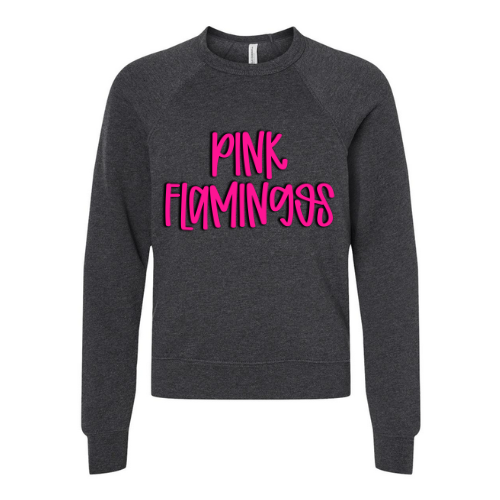 HHD Pink Flamingos Letters Adult Sweatshirt