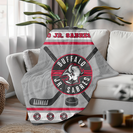 Jr Sabres Red Blanket with Stripes