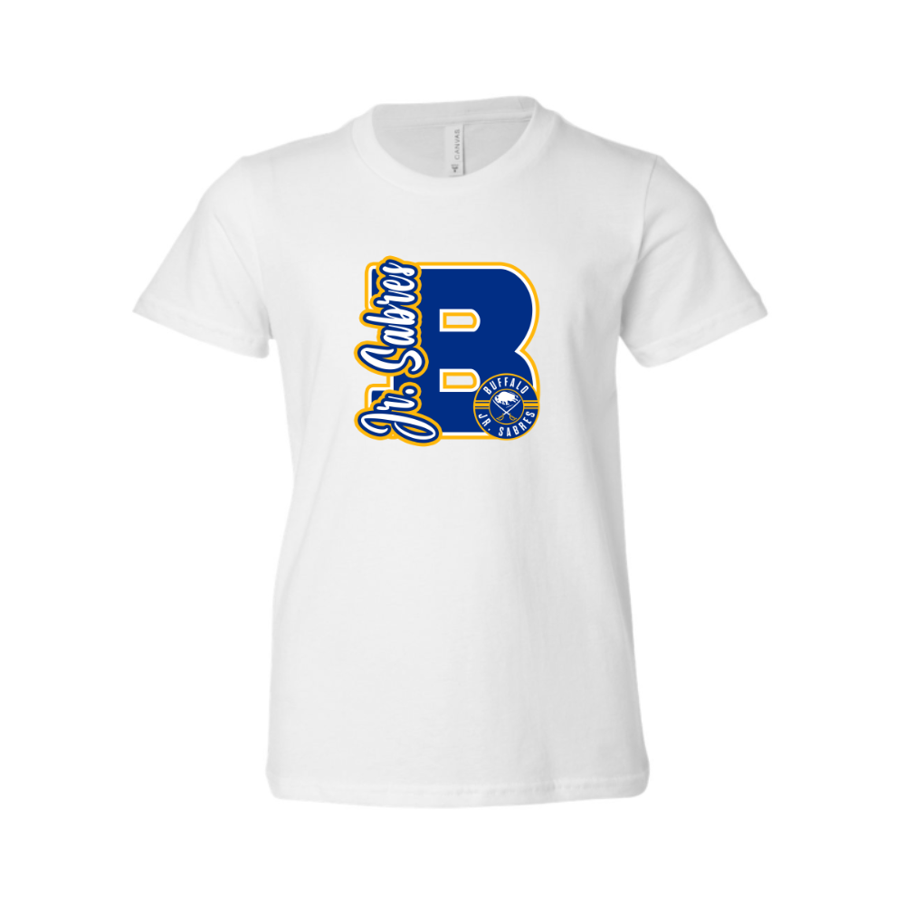 Jr. Sabres Blue Varsity Letter Adult T-shirt