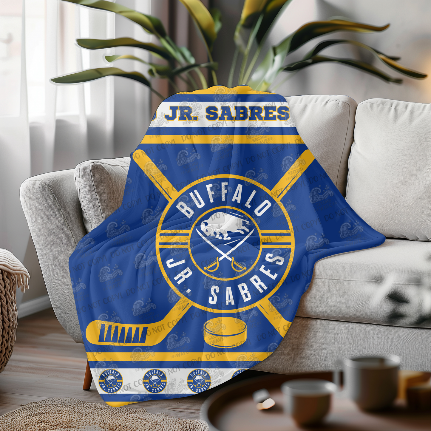 Jr Sabres Blue Blanket with Stripes