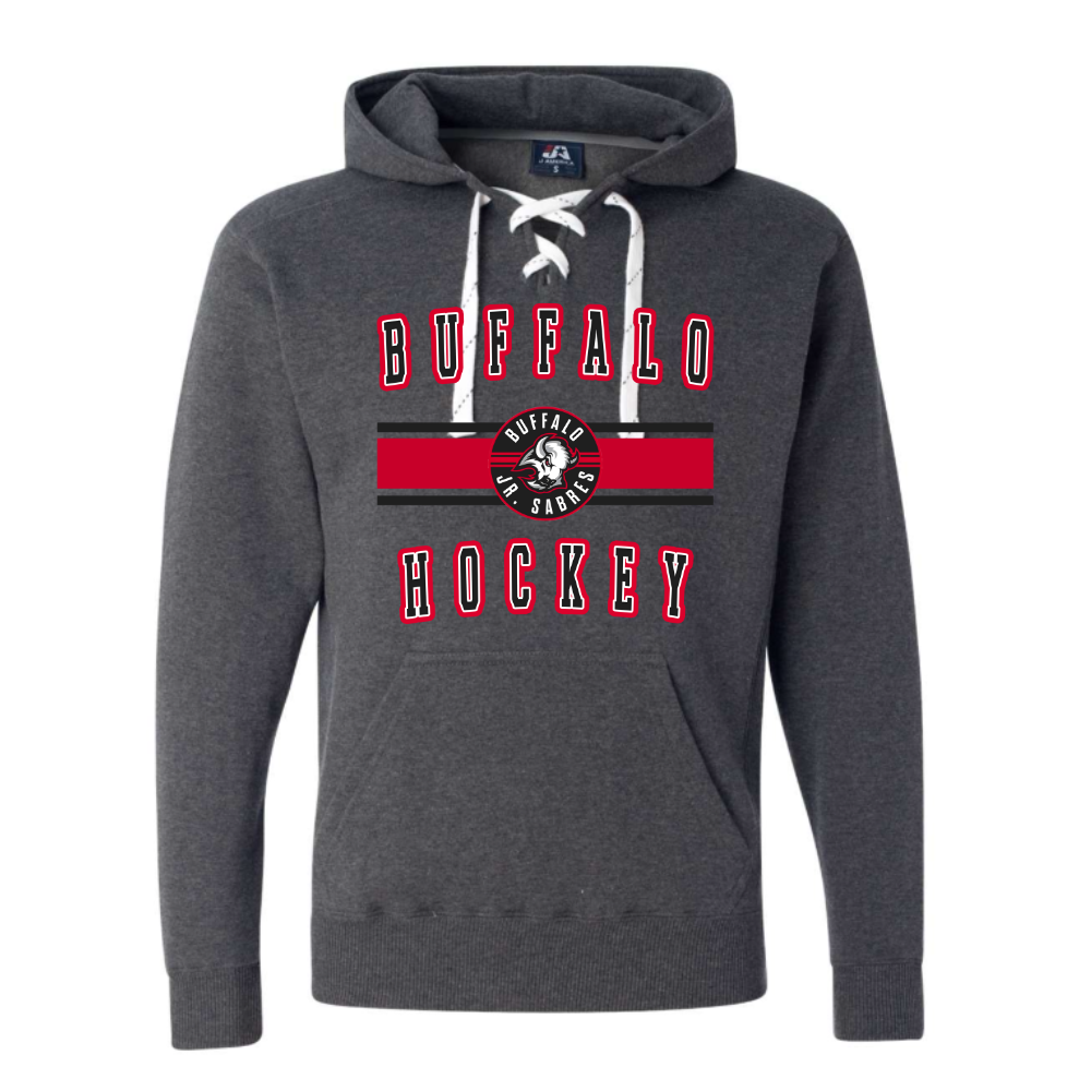 Jr Sabres Red Stripe Adult Hooded Sweatshirt