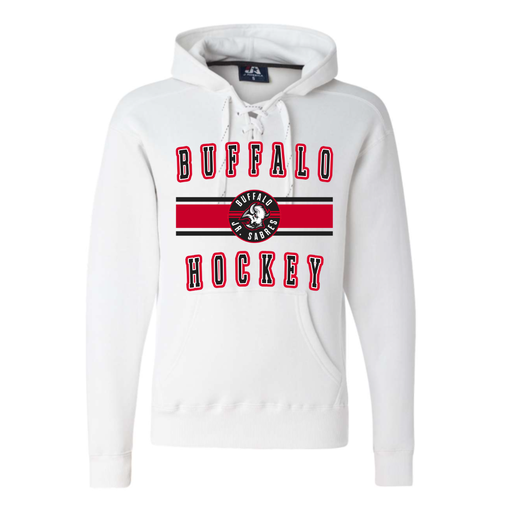Jr Sabres Red Stripe Adult Hooded Sweatshirt