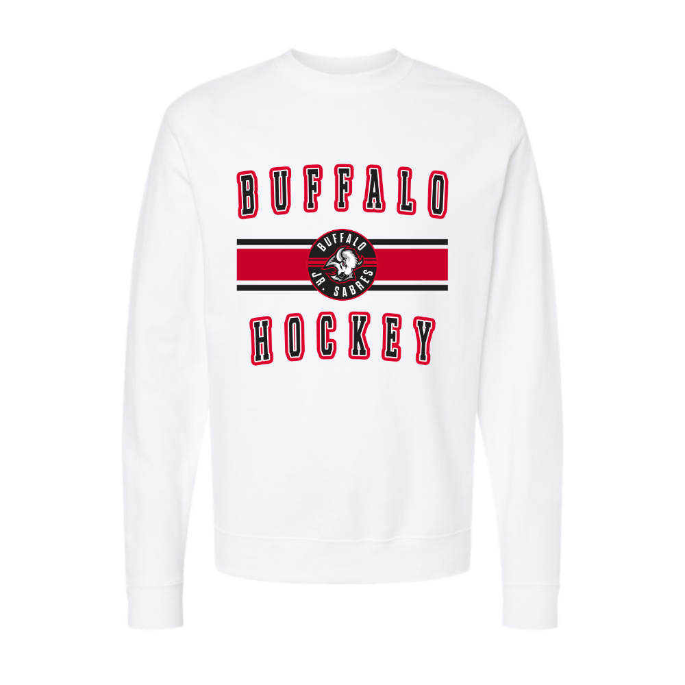 Jr Sabres Red Stripe Adult Hooded Sweatshirt