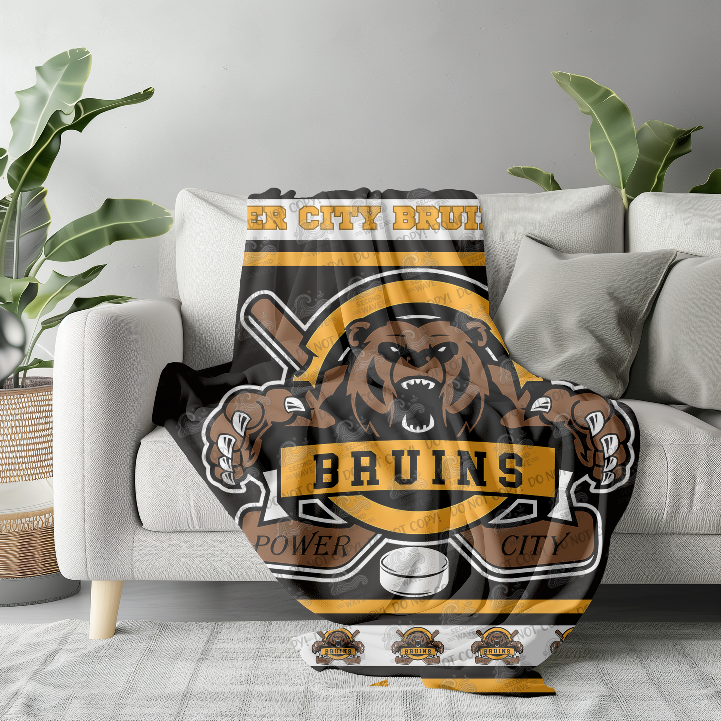 Bruins Blanket with Stripes