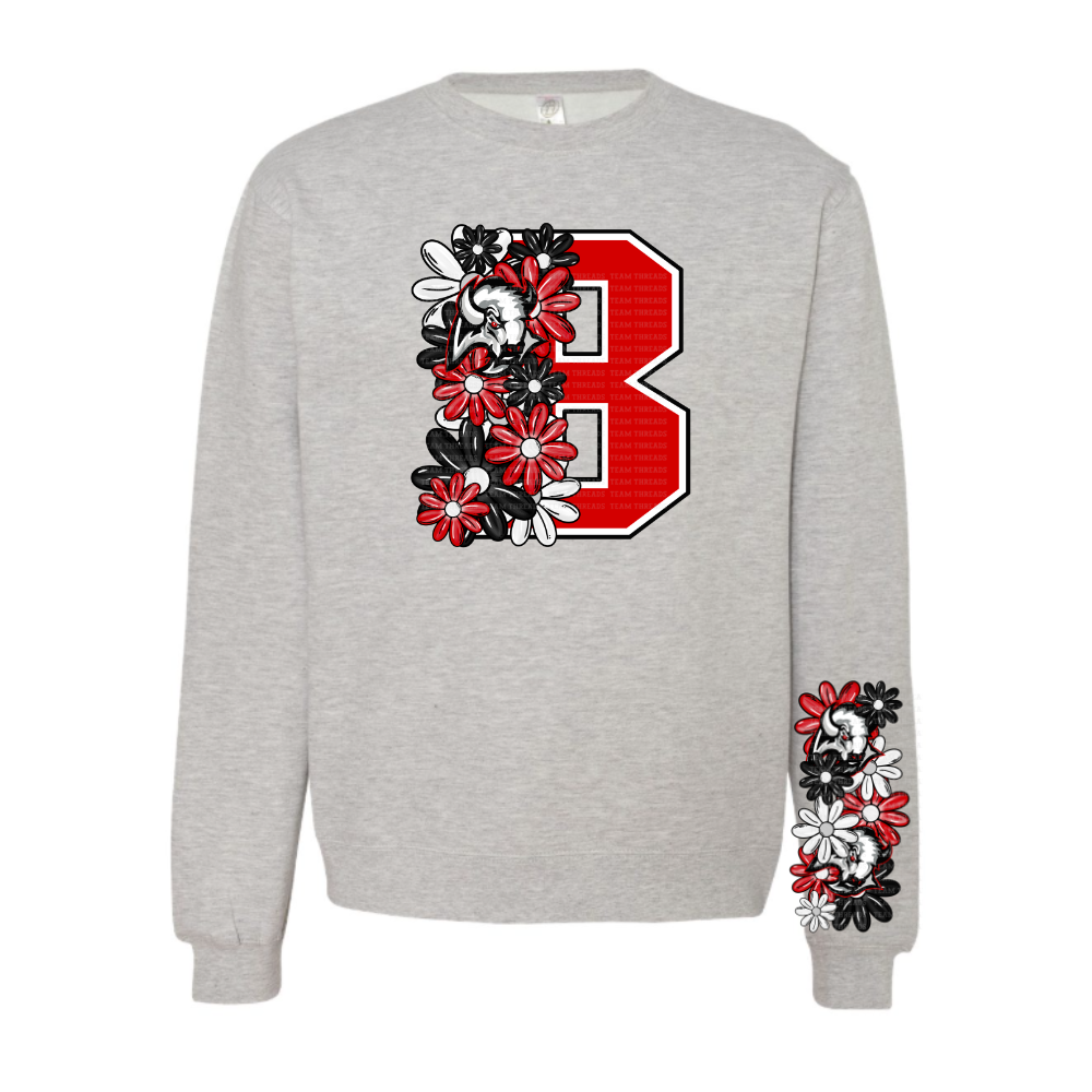 Jr. Sabres Red Floral Adult Sweatshirt