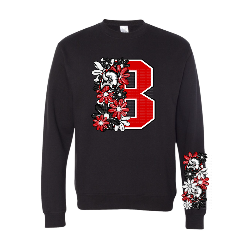 Jr. Sabres Red Floral Adult Sweatshirt