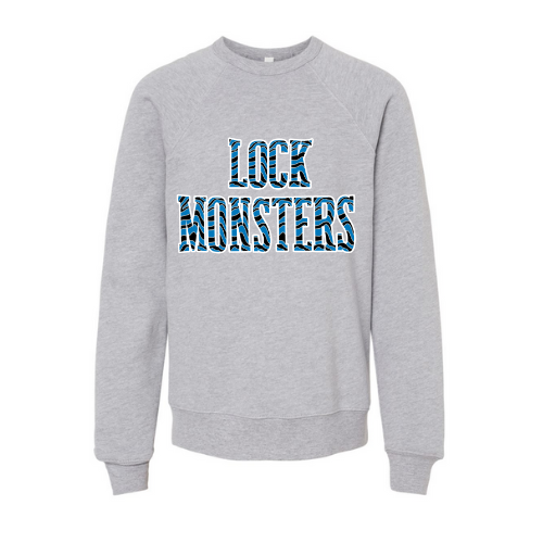 Lock Monsters Striped Print Youth Sweatshirt