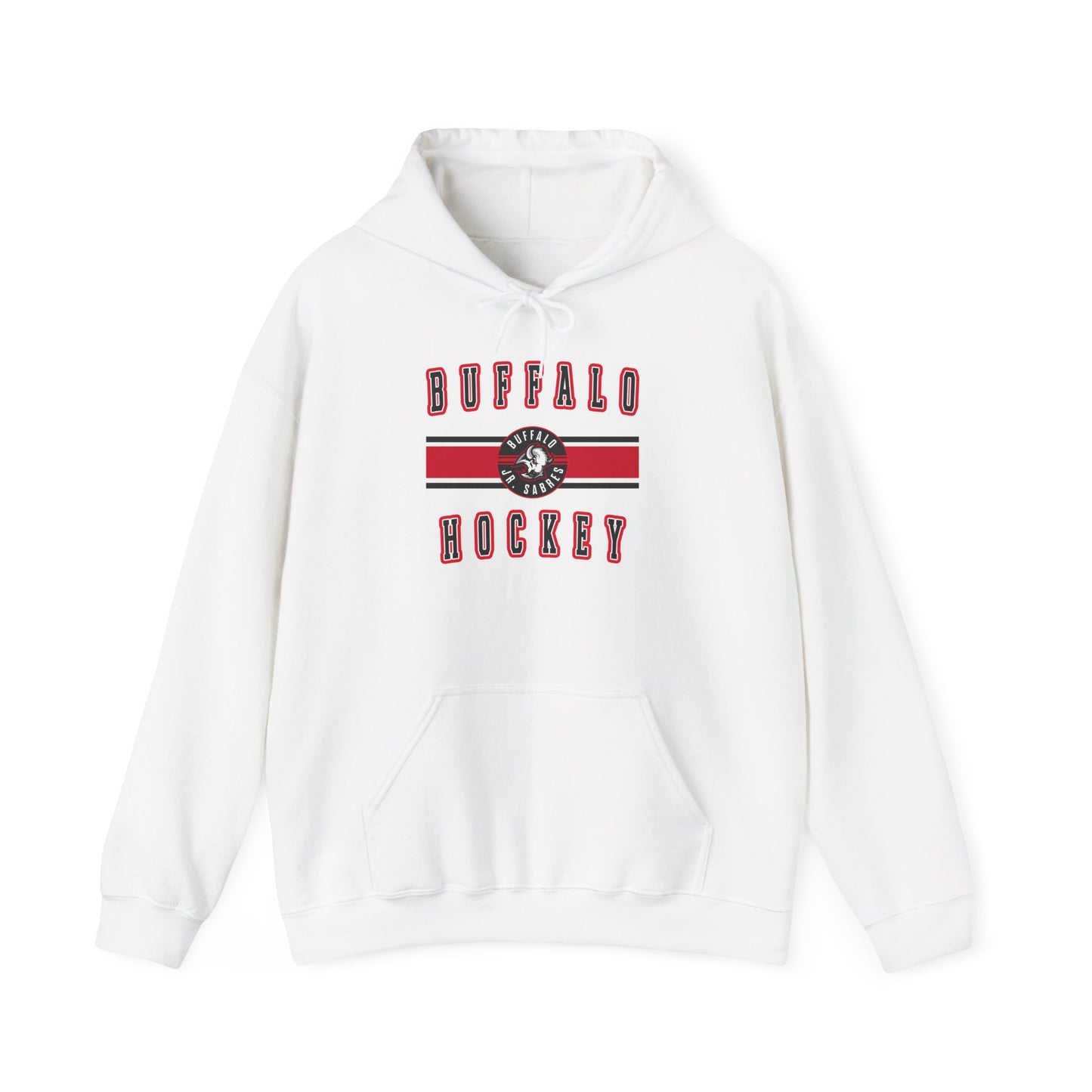 Jr Sabres Red Stripe Adult Hooded Sweatshirt